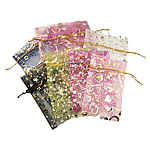 Organza Rectangle printing translucent mixed colors Sold By Bag