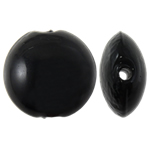 Perles murano feuille d'argent, chalumeau, Plat rond, noire, 15x8mm, Trou:Environ 1.5mm, 100PC/sac, Vendu par sac