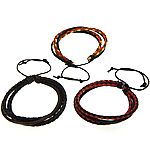 Fashion Create Wax Cord Bracelets PU Leather with Waxed Cotton Cord adjustable &  mixed colors 3mm 4mm Length 6-10 Inch Sold By Lot