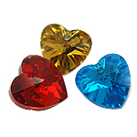 Pendentifs cristal, coeur, couleurs mélangées, 10x10x5mm, Trou:Environ 1mm, 10PC/sac, Vendu par sac