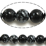Natural Snowflake Obsidian Beads, Round, 14mm, Hole:Approx 1.2-1.4mm, Length:Approx 15 Inch, 5Strands/Lot, 27PCs/Strand, Sold By Lot