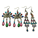 Fashion Statement Earring Resin Rhinestone with Zinc Alloy mixed 118-80mm Sold By Bag