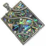 Natural Abalone Shell Pendants, with Brass, Rectangle, platinum color plated, nickel, lead & cadmium free, approx 30x40x6mm, Hole:Approx 8x5mm, Sold By PC