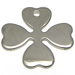 Stainless Steel Flower Pendant Four Leaf Clover original color Approx 1.5mm Sold By Lot