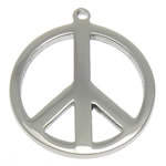 Rostfritt stål Smycken Hängen, ROSTFRITT STÅL, Peace Logo, ursprungliga färgen, 18x18x1.50mm, Hål:Ca 1.5mm, 50PC/Lot, Säljs av Lot