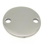 Stainless Steel Connector, Flat Round, 1/1 loop, original color, 13x13x1mm, Hole:Approx 2mm, 50PCs/Lot, Sold By Lot