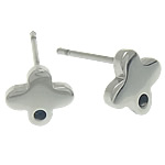 Stainless Steel Earring Stud Component, Cross, original color, 8x8mm, Hole:Approx 1mm, 50Pairs/Lot, Sold By Lot