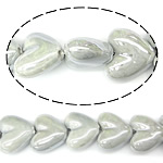 Pearlized porcelæn perler, Heart, grå, 20-21x17-18x9-10mm, Hole:Ca. 2.5mm, 200pc'er/Bag, Solgt af Bag
