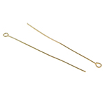 Iron Eyepins, gold color plated, nickel, lead & cadmium free, 0.70x35mm, Hole:Approx 2mm, Approx 1250PCs/Bag, Sold By Bag