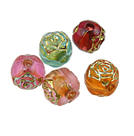 Perles acryliques mixtes, Acrylique, fleur, argent accentué, couleurs mélangées, 6mm, Trou:Environ 1mm, 4500PC/sac, Vendu par sac