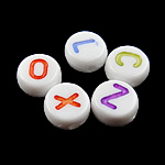 Alphabet Acryl Perlen, gemischt, weiß, 4x7mm, Bohrung:ca. 0.5mm, 3600-3700PCs/Tasche, verkauft von Tasche