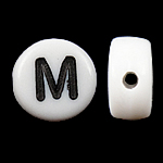 Alphabet Acryl Kralen, Muntstuk, wit, 4x7mm, Gat:Ca 0.5mm, 3600-3700pC's/Bag, Verkocht door Bag