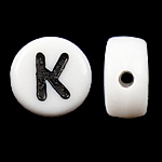 Αλφάβητο Ακρυλικές Χάντρες, Ακρυλικό, Κέρμα, λευκό, 4x7mm, Τρύπα:Περίπου 0.5mm, 3600-3700PCs/τσάντα, Sold Με τσάντα