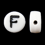 Grânulos acrílicos de alfabeto, acrilico, Moeda, branco, 4x7mm, Buraco:Aprox 0.5mm, 3600-3700PCs/Bag, vendido por Bag
