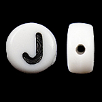 Αλφάβητο Ακρυλικές Χάντρες, Ακρυλικό, Κέρμα, λευκό, 4x7mm, Τρύπα:Περίπου 0.5mm, 3600-3700PCs/τσάντα, Sold Με τσάντα