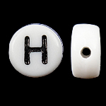 Abeceda akril perle, Novčić, bijel, 4x7mm, Rupa:Približno 0.5mm, 3600-3700računala/Torba, Prodano By Torba
