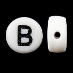 Koraliki akrylowe alfabet, Akryl, Moneta, biały, 4x7mm, otwór:około 0.5mm, 3600-3700komputery/torba, sprzedane przez torba