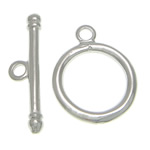 Brass Toggle Clasp, Donut, platinum color plated, single-strand, nickel, lead & cadmium free, 2.5x17mm, 11.5x11.5x1.5mm, Hole:Approx 1.8mm, 100Sets/Bag, Sold By Bag