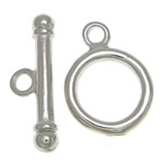 Brass Toggle Clasp, Donut, platinum color plated, single-strand, nickel, lead & cadmium free, 2.5x15.5mm, 10x10x1.6mm, Hole:Approx 1.7mm, 100Sets/Bag, Sold By Bag