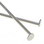 Brass Headpin, platinum color plated, lead & cadmium free, 26x0.70mm, Approx 5263PCs/KG, Sold By KG