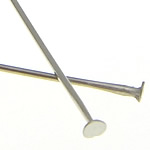 Brass Headpin, platinum color plated, lead & cadmium free, 35x0.70mm, Approx 4347PCs/KG, Sold By KG