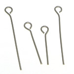 Brass Eyepin, platinum color plated, mixed, lead & cadmium free, 16-40x0.7mm, Hole:Approx 2mm, Sold By KG