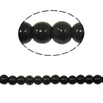 Perles de cristal rondes , noir, 4mm, Trou:Environ 1mm, Longueur:Environ 11 pouce, 10Strandstoron/sac, Vendu par sac