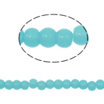 Perles de cristal rondes , turquoise, 4mm, Trou:Environ 1mm, Longueur 10.5 pouce, 10/