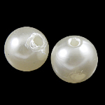 Plastične perle, ABS plastike, Krug, bijel, 12mm, Rupa:Približno 2mm, Približno 560računala/Torba, Prodano By Torba