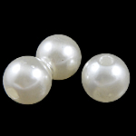 Perles en plastique, plastique ABS, Rond, blanc, 10mm, Trou:Environ 2mm, Environ 890PC/sac, Vendu par sac
