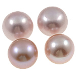 Perles nacres de culture d'eau douce demi percées , perle d'eau douce cultivée, Rond, naturel, semi-foré, violet clair, Niveau AA, 13-14mm, Trou:Environ 0.8mm, Vendu par paire