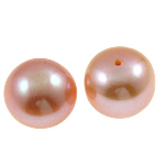 Cultured Half Drilled Freshwater Pearl Beads Round natural half-drilled pink Grade AAA 12-13mm Approx 0.8mm Sold By Bag