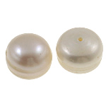 Perles nacres de culture d'eau douce demi percées , perle d'eau douce cultivée, dôme, naturel, semi-foré, blanc, grade AAA, 11-12mm, Trou:Environ 0.8mm, 11pairescouple/sac, Vendu par sac