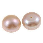 Cultured Half Drilled Freshwater Pearl Beads, Dome, natural, half-drilled, pink, Grade AA, 13-14mm, Hole:Approx 0.8mm, 10Pairs/Bag, Sold By Bag
