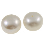 Perles nacres de culture d'eau douce demi percées , perle d'eau douce cultivée, dôme, naturel, semi-foré, blanc, Niveau AA, 13-14mm, Trou:Environ 0.8mm, 10pairescouple/sac, Vendu par sac