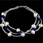 Freshwater Cultured Pearl Bracelet, Crystal, with Freshwater Pearl & Glass Seed Beads, iron screw clasp, 5-6mm, Sold Per 7.5 Inch Strand