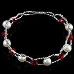 Freshwater Cultured Pearl Bracelet Crystal with Freshwater Pearl & Glass Seed Beads iron screw clasp 7-8mm Sold Per 7.5 Inch Strand