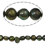 Barok ferskvandskulturperle Beads, Ferskvandsperle, mørkegrøn, 5-6mm, Hole:Ca. 0.8mm, Solgt Per 14.5 inch Strand