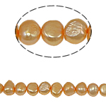 Barock kultivierten Süßwassersee Perlen, Natürliche kultivierte Süßwasserperlen, gelb, 5-6mm, Bohrung:ca. 0.8mm, verkauft per 14 ZollInch Strang