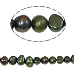 Barock odlad sötvattenspärla pärlor, Freshwater Pearl, grön, 6-7mm, Hål:Ca 0.8mm, Såld Per 14 inch Strand