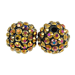 Resin Rhinestone, Round, with rhinestone, 14x16mm, Hole:Approx 2mm, 100PCs/Bag, Sold By Bag