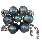 Freshwater Pearl Brooch with Zinc Alloy Flower black Sold By PC