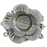 Shell Box Clasp with Brass Flower Approx 1.5mm Sold By PC
