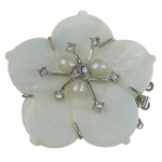Shell Box Clasp with Cultured Freshwater Nucleated Pearl & Brass Flower  white Approx 2mm Sold By PC