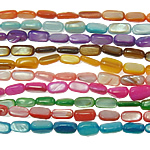 Contas de conchas coloridas naturais, concha, Retângulo, cores misturadas, 6-14mm, Buraco:Aprox 1mm, comprimento Aprox 11.8 inchaltura, 10vertentespraia/Bag, vendido por Bag
