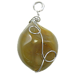 Gemstone Pendants Jewelry, Yolk Stone, with Tibetan Style, 30x38x9mm, Hole:Approx 8mm, Sold By PC