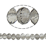 Rondell Kristallperlen, Kristall, AA grade crystal, hellgrau, 4x6mm, Bohrung:ca. 1mm, Länge ca. 17.5 ZollInch, 10SträngeStrang/Tasche, ca. 120PCs/Strang, verkauft von Tasche