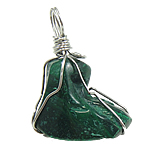 Malachite Pendants with Brass Nuggets natural Approx 17- Sold By Bag