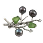 Freshwater Pearl Brooch, with Agate, Flower, purple, 34x40mm, 8-9mm, Sold By PC