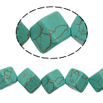 Turquoise Beads, Cube, green, 10mm, Hole:Approx 1mm, Approx 29PCs/Strand, Sold Per Approx 15 Inch Strand